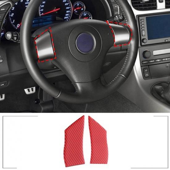 Red Soft Carbon Fiber Steering Wheel Button Cover Trim For Corvette C6 05-13