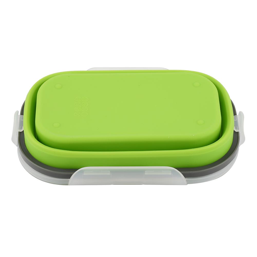 Silicone Lunch Picnic Food Fruit Box with Fork Fold able Telescopic Stretchable Container
