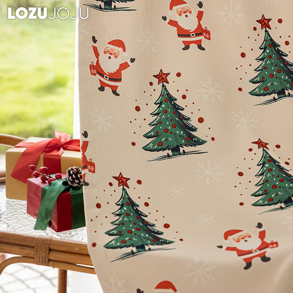 1PC LOZUJOJU Christmas Style Blackout Curtains Santa Claus Pattern Printed Curtains for Bedroom Living Room Balcony Window for Home Decor