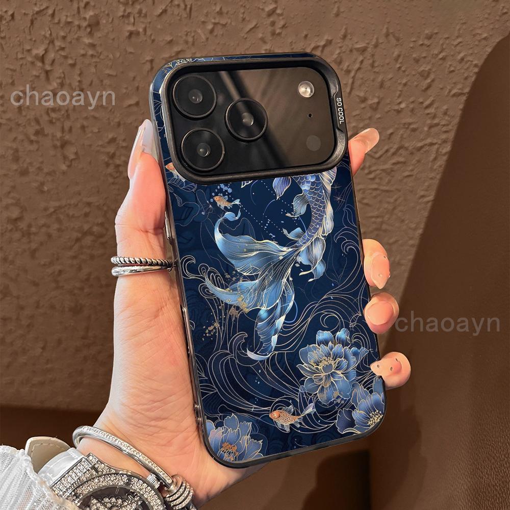 

Blue koi flower Phone Case case for iPhone17 16 15 14 13 12 11 Pro/ Max/Plus shock-proof rear cover anti-fingerprint iPhone 11 ProMax
