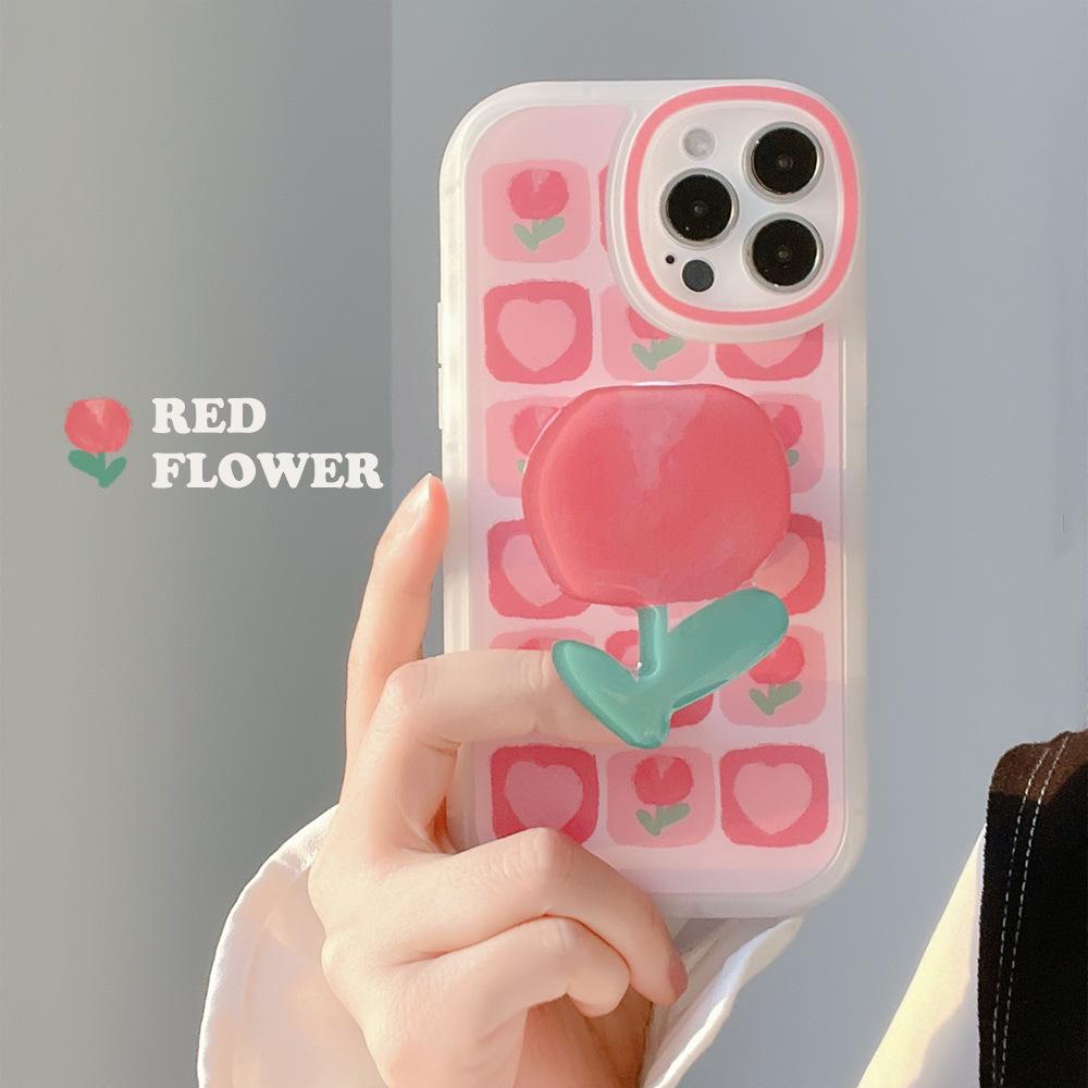 

Tulip 14 Suitable for IPhone 16 Mobile Phone Case 14pro Apple 12 Bracket 11 Frosted 15p Girl XS Max 16promax