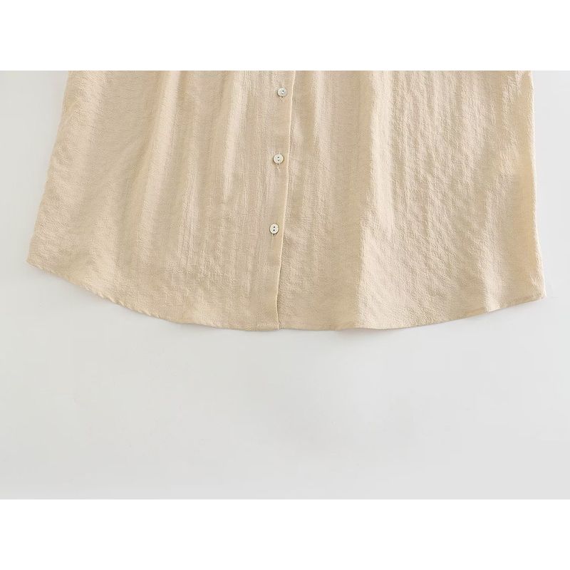 Fashion Style New Fashion Trendy Women's Vacation Style Fabric round Neck Long Sleeves Cotton Shirt 3564086 942