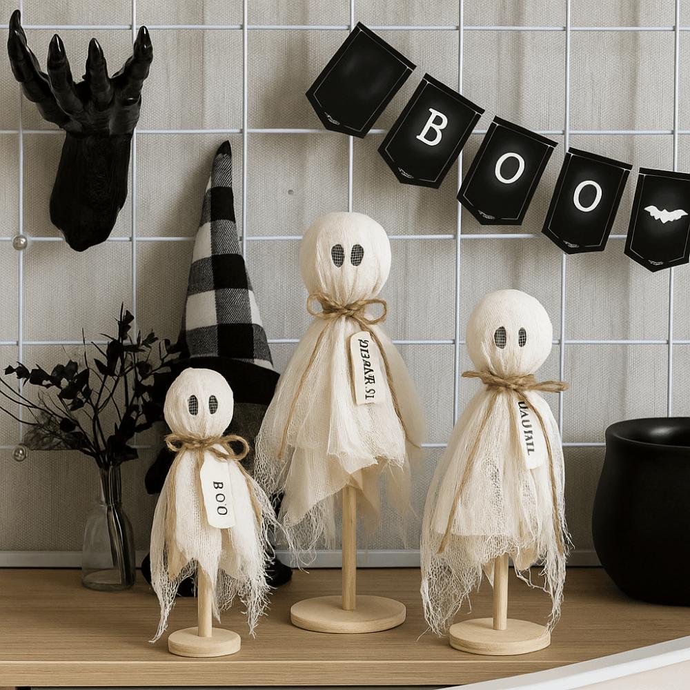 Wooden Crafts Ghost Wooden Stand Spooky Design Handmade Decor Spooky Wooden Decor Hand Painted Halloween Home Ambience Ornaments