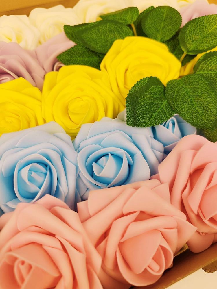 25 stuks 8 cm echt ogende schuim neprozen met stengels kunstbloem DIY bruidsboeketten voor bruiloftsfeesttafels balkondecoraties