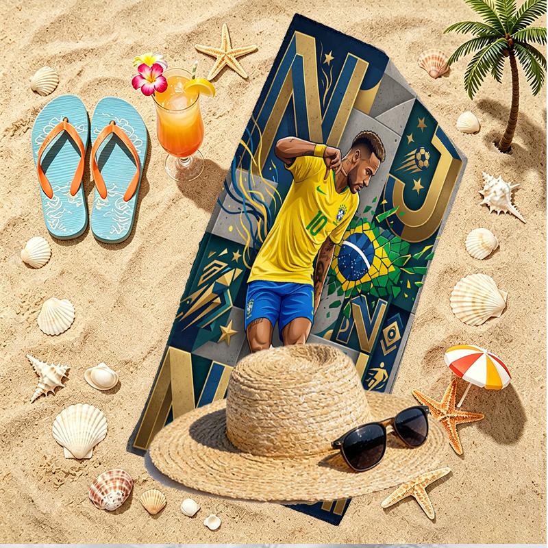 Neymar Jr Print Beach Towel, Versatile Lightweight Absorbent Beach Towel for Pool Surf Yoga Bathroom, Perfect Birthday Holiday Gift