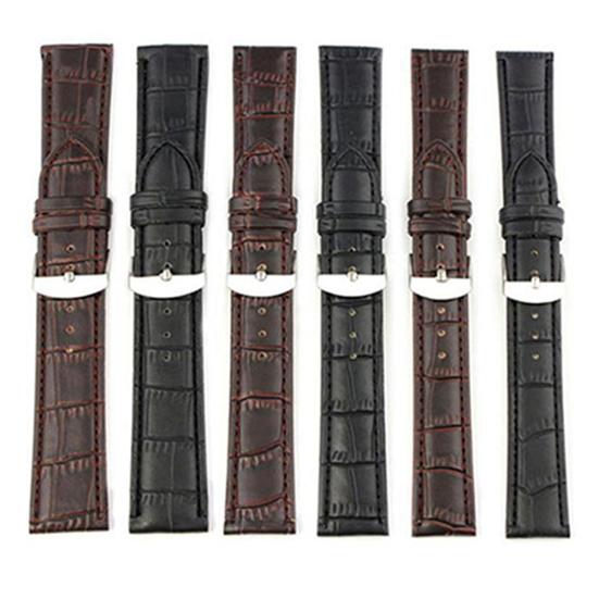 18/20/22mm Luxury Faux Leather Buckle Lug Wrist Watch Band Replacement Strap