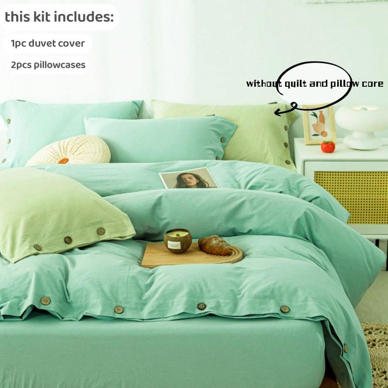 3pcs  100% Cotton Bedding Set Double Duvet Cover Set 220x240 Solid Twist Cotton King Size Bedding Set Quilt Cover Set
