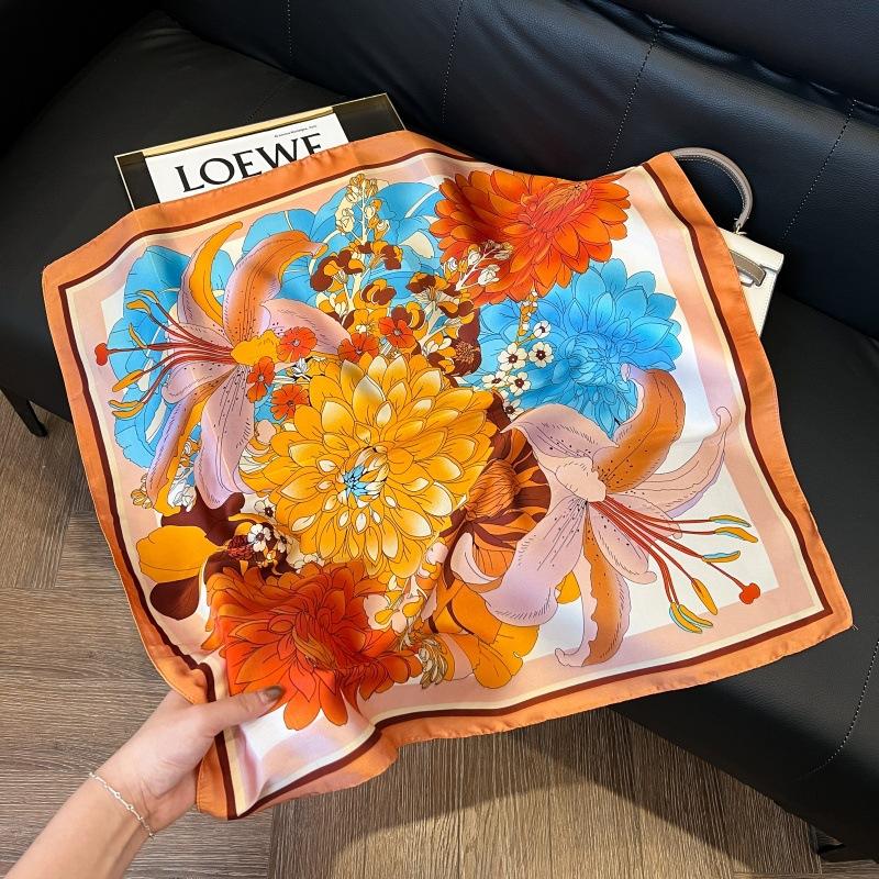 Mother's Day Silk Scarf Muse Festival Gift Simulation Silk Silk Scarf Premium Spring and Summer Square Scarf 71 Silk Decorative Small Scarf