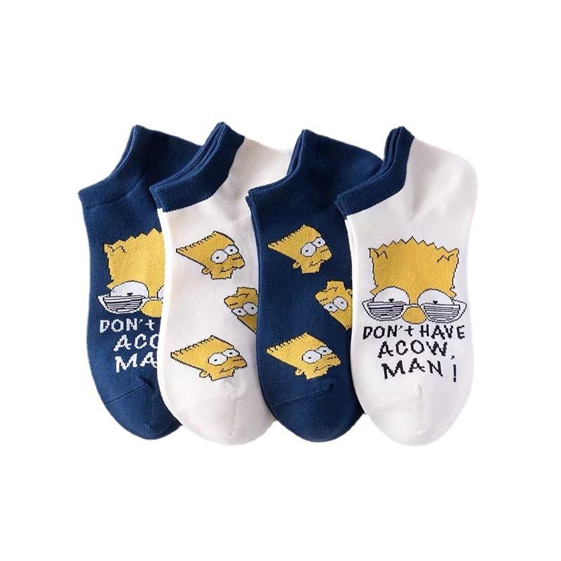 Calzini Cartoon Trendy a Marchio Co-Branded Calzini da Barca Traspiranti a Taglio Basso Estivi Calzini Corti alla Moda in Puro Cotone