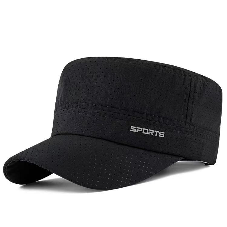Quick-drying hat men's perforated mesh hat outdoor casual middle-aged flat-top hat breathable sun hat