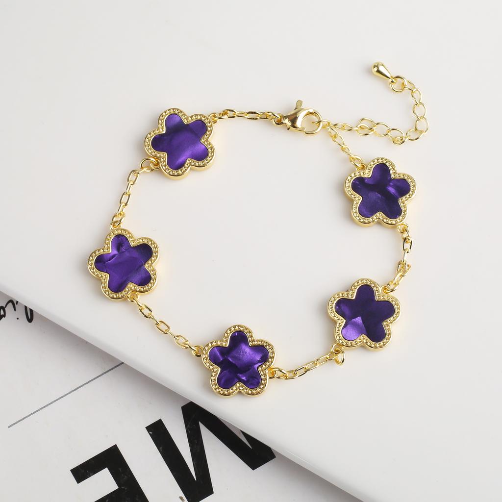 New Sweater Chain Five Point Star Creative Plant Plum Blossom Jewelry Set Shell Simple Bracelet/Necklace/Earrings Women's Clover