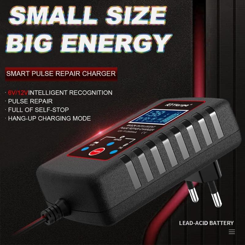 Waterproof Smart Motorcycle Charger with LCD Display ASE Adapter Cable for Outdoor Battery Repair Maintenance