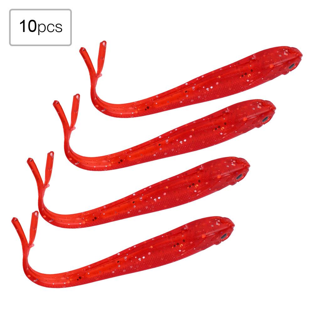 10pcs Freshwater Seawater PVC Fishing Bait 13cm Lifelike Soft Lures Accessory (Red)