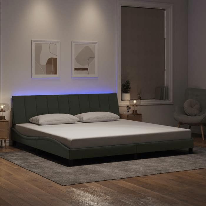 VidaXL Cadre de Lit avec Lumières LED, Lit Rembourré avec Sommier à Lattes, Lit Double, Lit Adulte, Moderne, Gris Clair 3213799