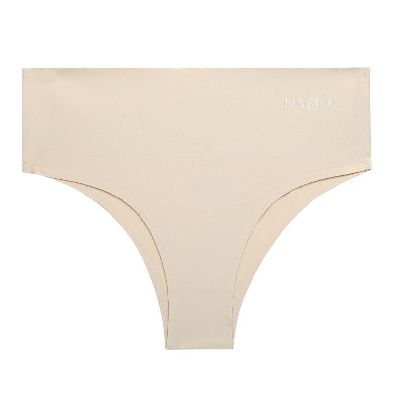 

FINETOO бесшовные трусики с высокой талией для женщин Ice Silk Stretch трусы Comfort Shapewear Lingerie XXL&1pc бежевый