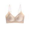 Skin-friendly mulberry silk, thin shoulder straps gathered, seamless, steel rim-free vest-type bra, comfortable, breathable and soft support