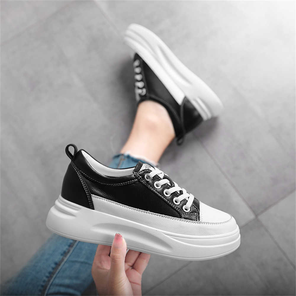 Fashion Genuine Leather 37-38 High Sneakers Woman Black Tennis Shoes Women's Boots Sport Portable School Idea 2025elegant Basket