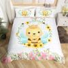 Cute Milk Cow Bedding Set King Cartoon Animal Duvet Cover Botanical Floral Comforter Cover Microfiber Farmhouse Bedspread Cover