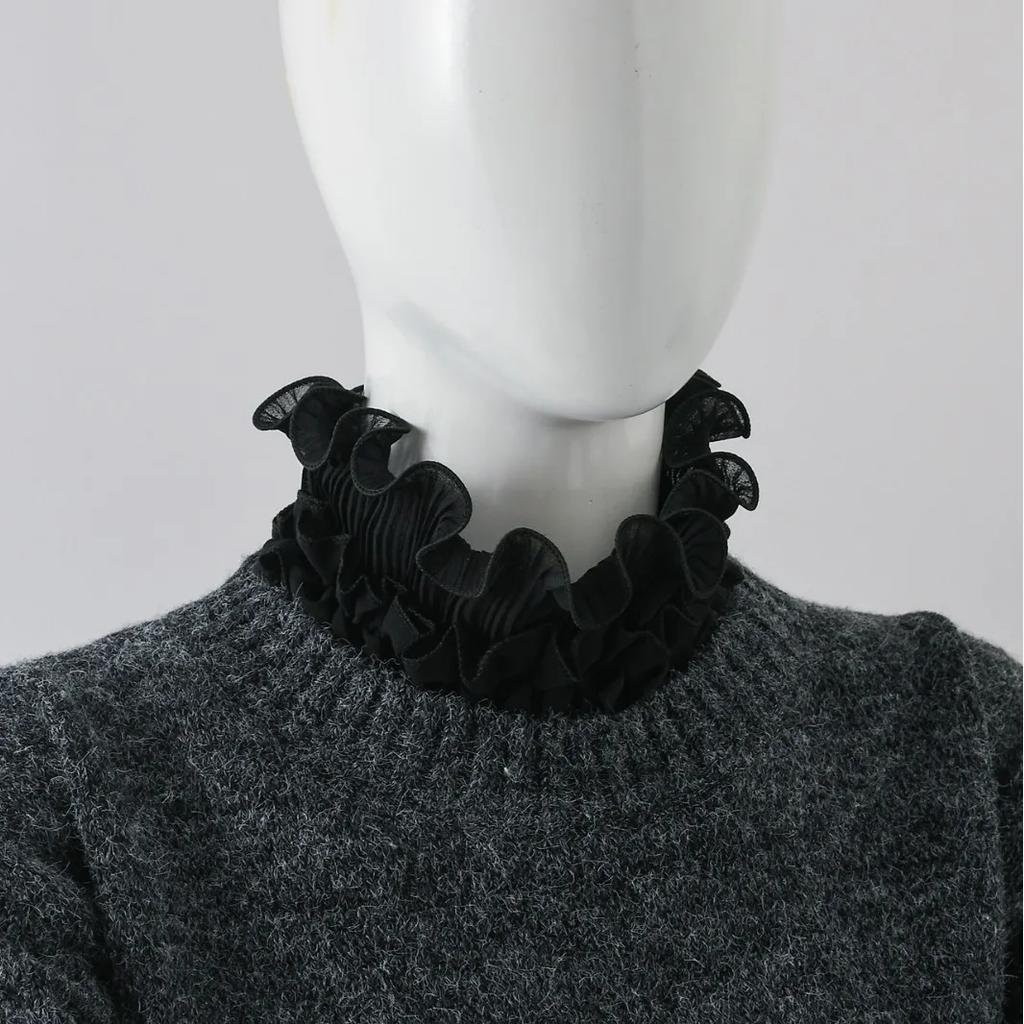 Autumn Fake Collar for Womens Halloween High Neck Cloak Scarf Ruffled Edge Shirt Detachable Collar Cloud Shoulder Shawl