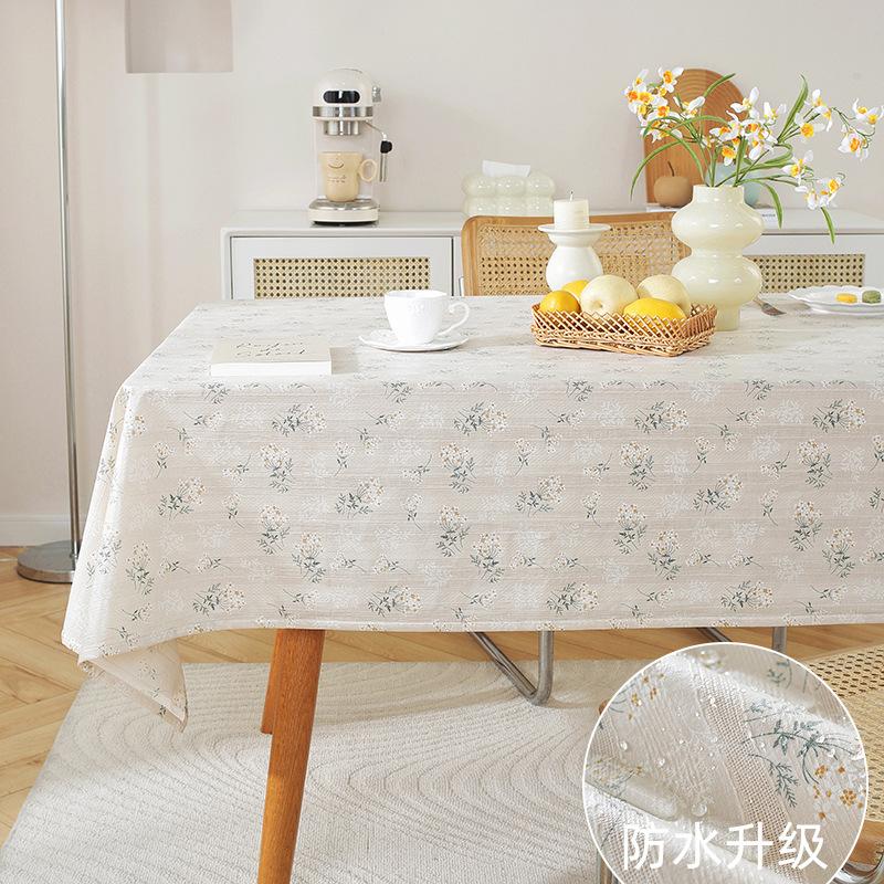 Pastoral Small Fresh Lilac Embroidered Tablecloth Geometric Rectangular Cover Towel Coffee Table Table Cloth Cover Cloth