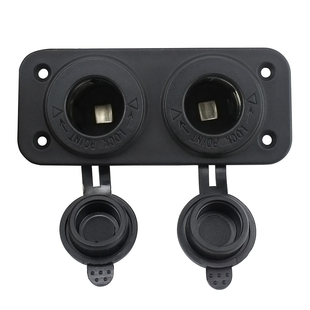 Motorcycle Car Cigarette Lighter Splitter 12V 24V Waterproof Power Socket Adapter Dual Plate Panel Mount Charger + 4 Screws 4 Screw Caps