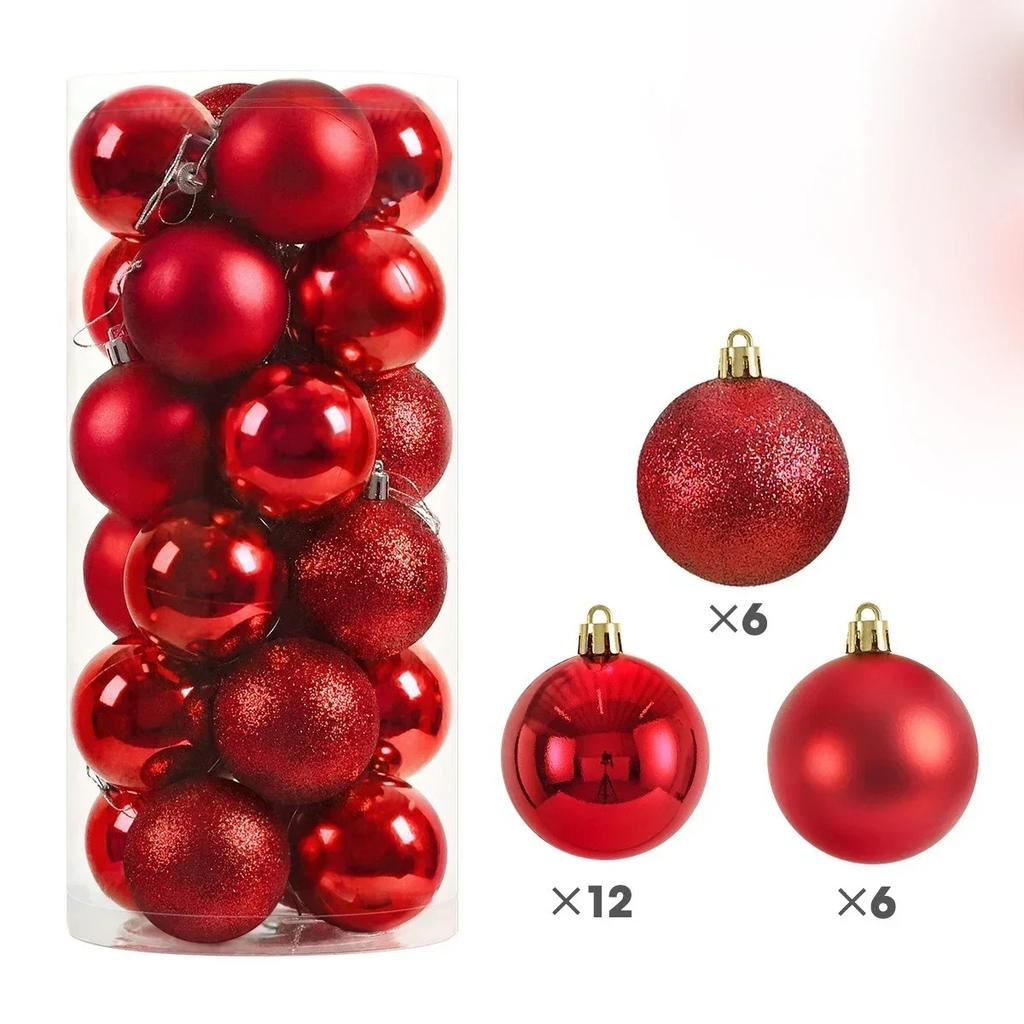 24Pcs 3/4/6CM Christmas Balls Hanging Christmas Tree Pendant Ornaments for Party Decor New Year Navidad Gifts 2026 Accessories