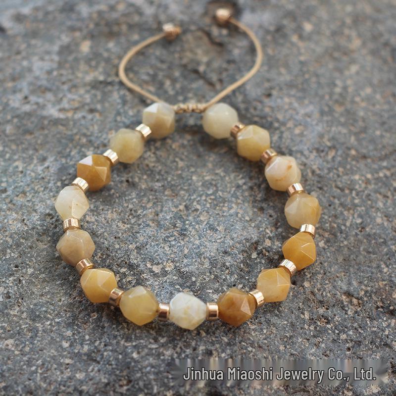 Bohemian Woven Rhombus Cut Tiger's Eye Crystal Bracelet