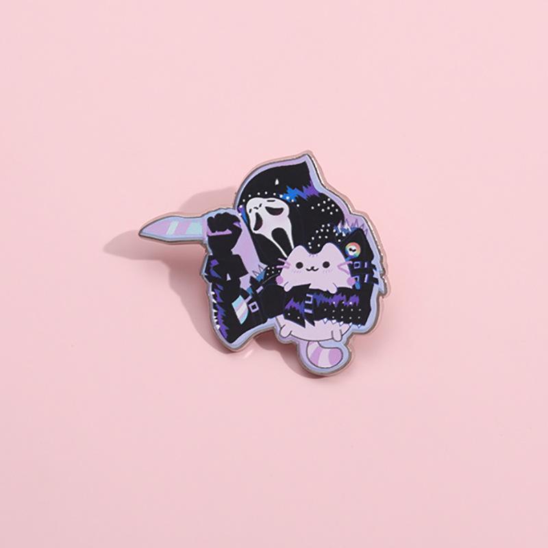 Metal Unique Pin Cute Cartoon Ghost Cat Brooch Festive Pumpkin Skull Style All For