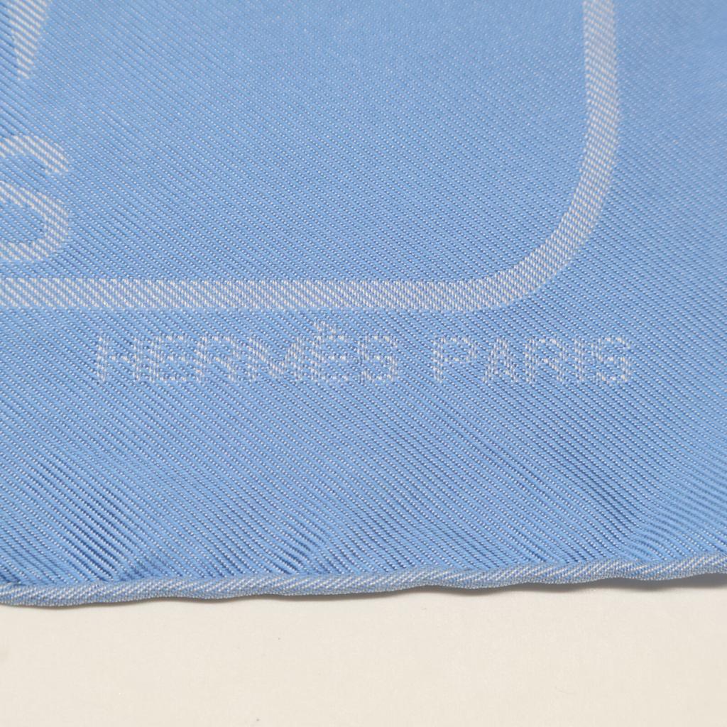 HERMES [Beautiful Condition] Icon Pattern Silk scarf Light blueUsed