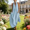 Maxikleid für Damen Lässig Locker V-Ausschnitt Ärmellos Boho Langkleid Strandurlaub Fließendes Sommerkleid mit Taschen