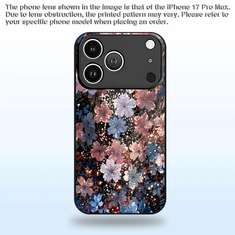 Flower Starburst Pattern 2D Phone Case for iPhone 17 16 15 14 13 12 11 X XR XS Max Pro 8 plus - Glass Protective Cover