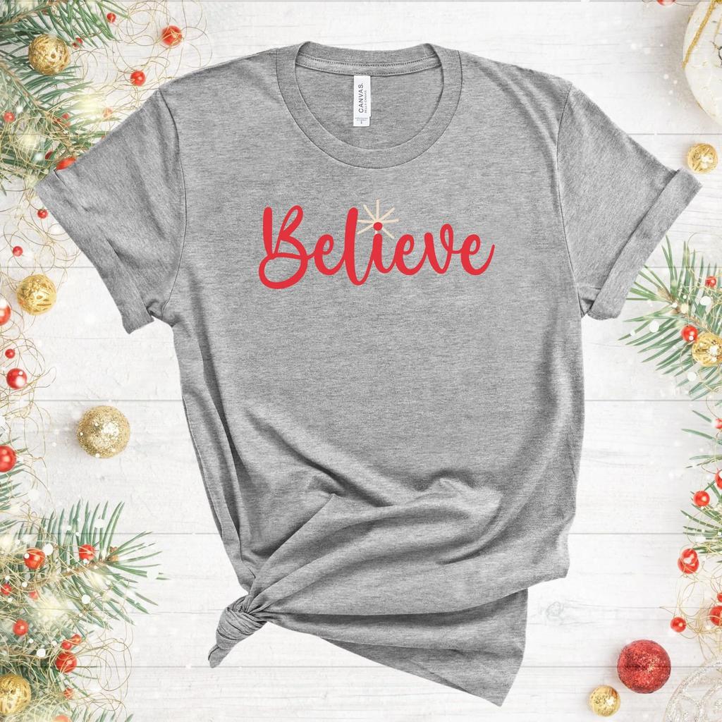 Cute Believe Tee Christmas Shirt Gift Winter T Holiday In Santa Magic