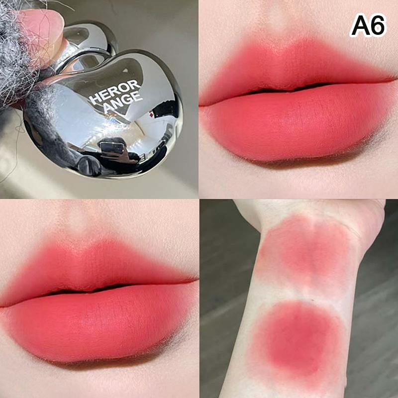 

Herorange Heart Silky Matte Lip Gloss Blush Low-Saturation Liquid Lipstick Waterproof Non-Stick Cup No Fade Lip Tint Makeup