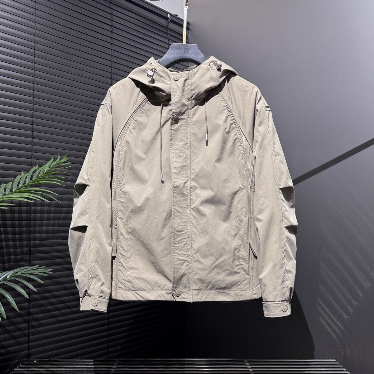

Men s Retro Windproof Hooded Jacket - Casual, Loose-Fit, Trendy Outerwear for Autumn M [recommended 90-110 jin]