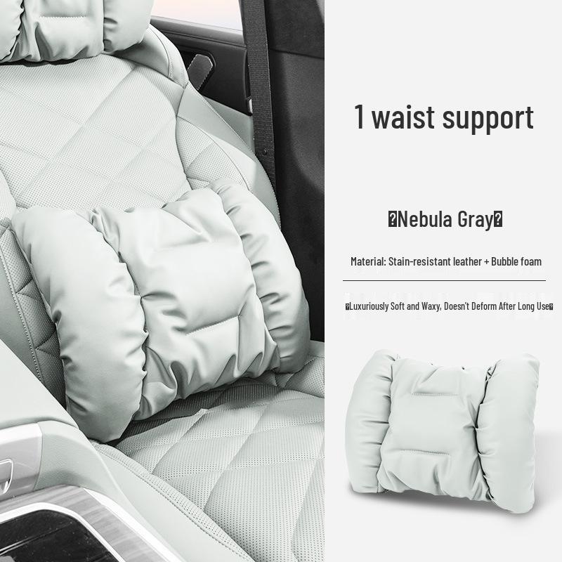Luxury Leather Car Neck & Lumbar Support Pillow Set