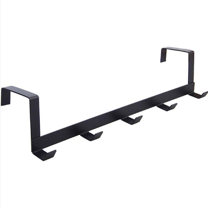 Wrought Iron Over-the-Door Hook Rack with Five Rows for Clothes, Bags, and Hats