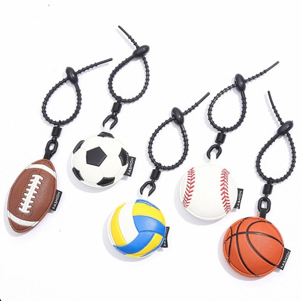 Volleyball Rugby Football Pendant Basketball Car Key Ring Fashion Ball Leather Keychain  Gift