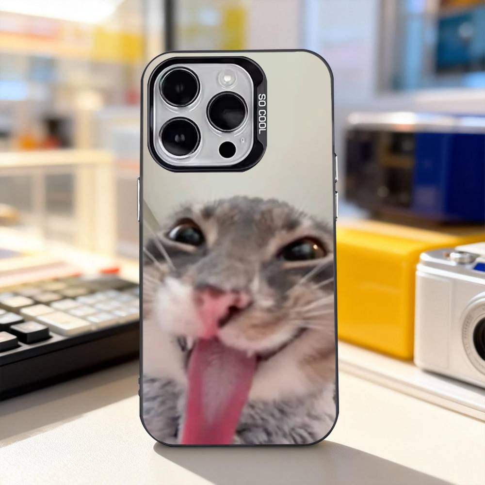 Смешные мемы с котами Милый чехол для телефона Для iPhone 11,12,13,14,15,16,17,Pro,Max,Plus,E,Air,Mini IMD Матовый Черный iPhone15promax