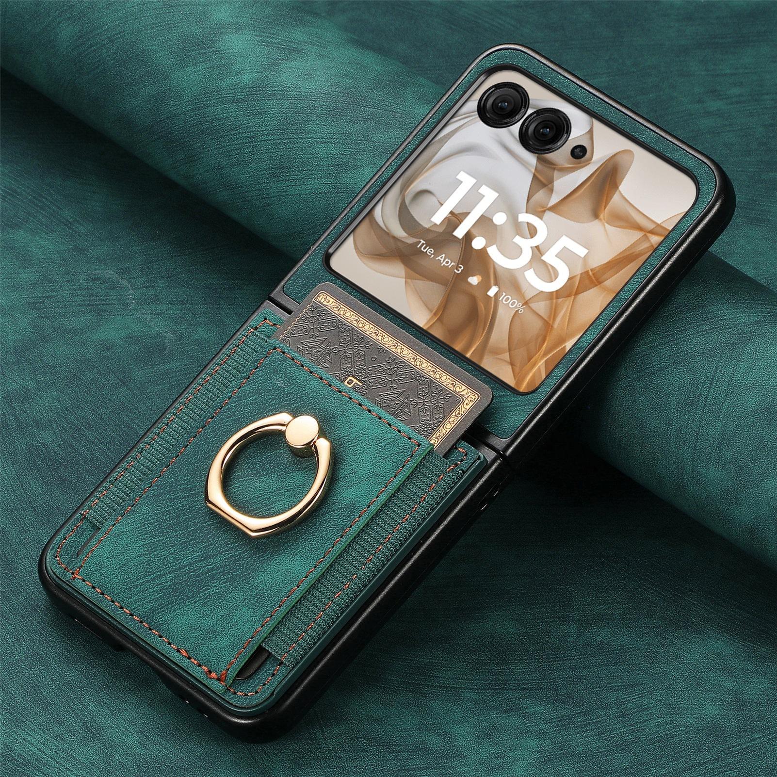 Phone Cases Motorola, Card Slot Cases with Ring Holders MOTO Razr70 Ultra/Moto Razr Ultra 2026 зелёный