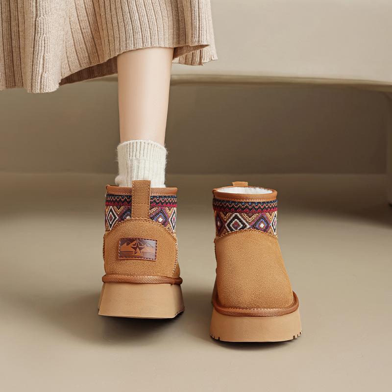 Augustine Platform Snow Boots Women's 2025 New Winter Velvet Thickened Fashion Ethnic Style Bread Cotton Shoes