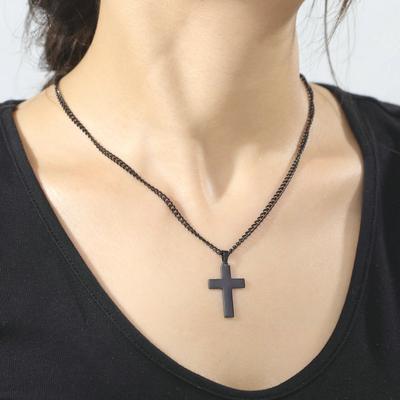 Klasyczny Minimalistyczny Krzyż ze Stali Tytanowej Naszyjnik Unisex Letnia Biżuteria Odporna na Ściemnianie Modny Dodatek