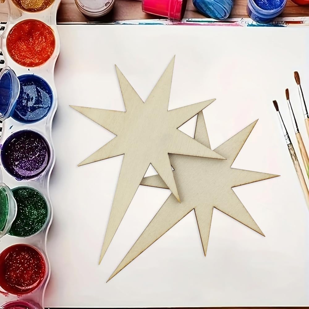

Набор из 30 деревянных вырезов в форме Вифлеемской звезды размером 4 дюйма - Неокрашенные деревянные подвесные украшения-звезды, бирки для подарков для самостоятельного творчества, для украшения дома и вечеринок