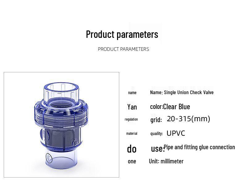 Válvula de Retenção de PVC Transparente com Rosca Única - Válvula de Parada Plástica de Aquário Sem Retorno Unidirecional (2 polegadas: 20-25-32-40mm)