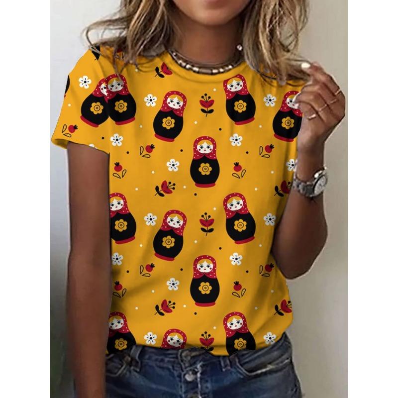 3D Print Women Round Neck Short Sleeve T Shirt Tees Harajuku Y2K Top Female Clothing