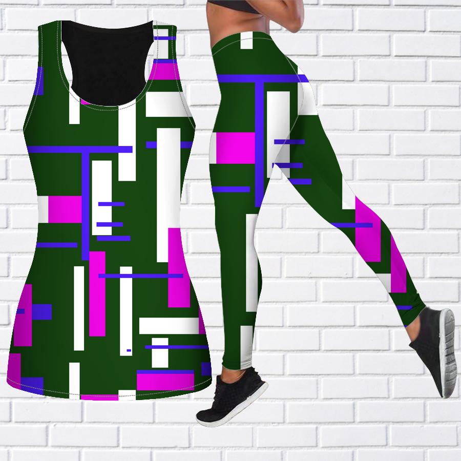 Color Cube Maze Print Yoga-Outfit für Damen, modische Workout-Leggings, Fitness, Sport, lässige Yoga-Hose