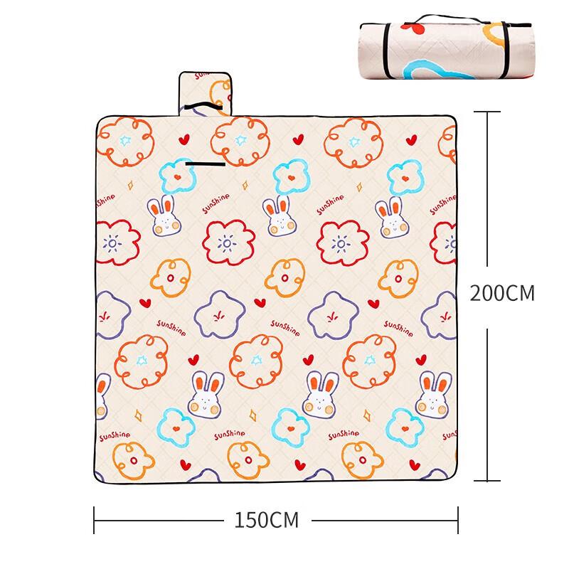 Flower Rabbit Machine Washable Picnic Mat