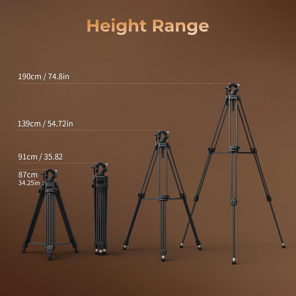 SmallRig Carbon Fiber Professional Video Tripod with Height Maximum Height of Fluid QR Plate Payload SmallRig 5111 AD-80S Tripod, Free-Speed One-Step