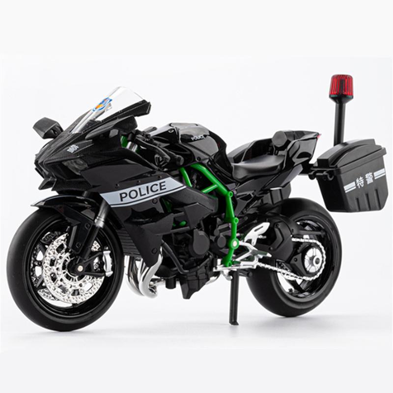 1:12 H2 H2R Alloy Police Racing Motorcycle Model Diecasts Track Sports Motorcycle Model Simulation Sound and Light Kids Toy Gift