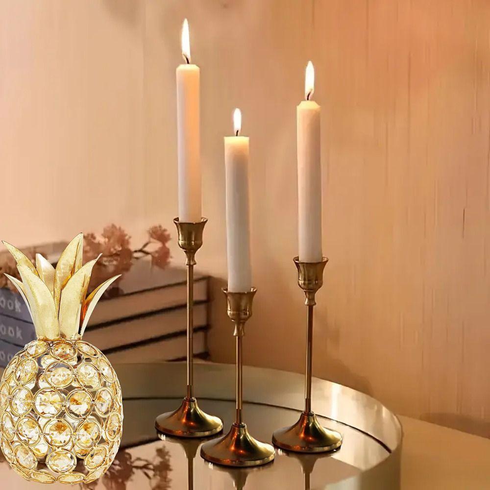 3Pcs European Style Metal Candlestick Exquisite Metal Tabletop Candle Holder Home Decor