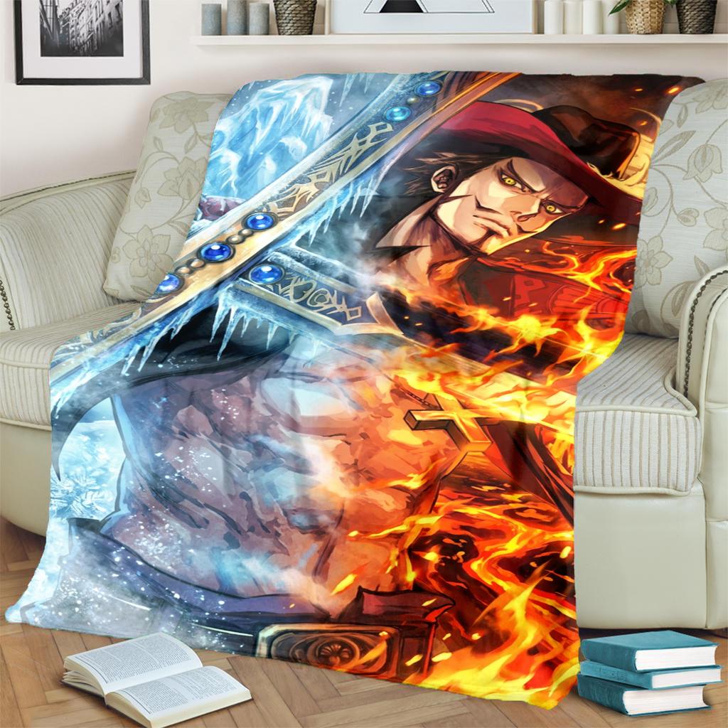 "ONE PIECE" Print Flannel Blanket Warm Comfortable for Bedrooms, Sofas, Beds, Chairs, Picnics, Travel